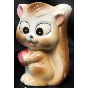 Vtg 60s Ceramic Squirrel Big Eyes Head Kitschy Japan Mid Century MCM Figurine 5"